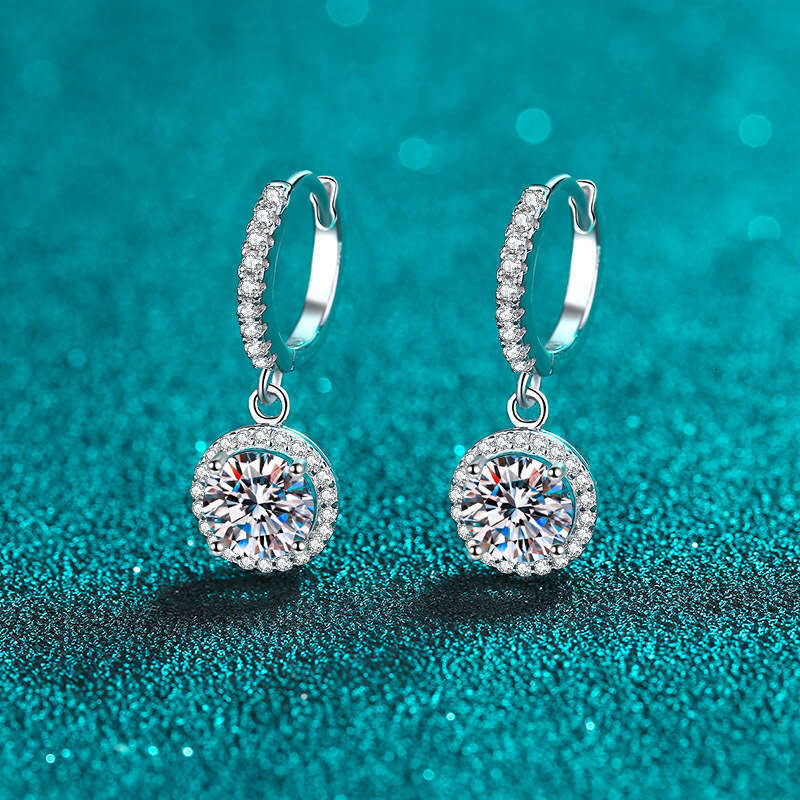 DHCollections-- Sterling Sier for Women Moissanite Round Hoop Earrings Plated with PT950 Gold Jewelry