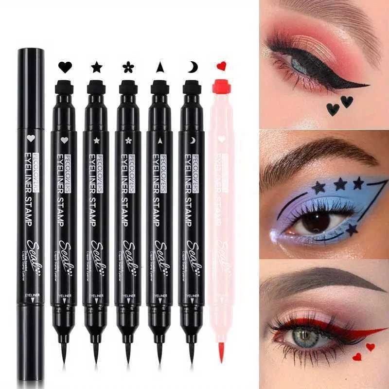 7 Styles Eyeliner Stamp Pen Red Black Liquid Eyeliner Pen Doubleended Lazy Eye Liner Pencil Fast Drying Waterproof Eye MakeupL251024