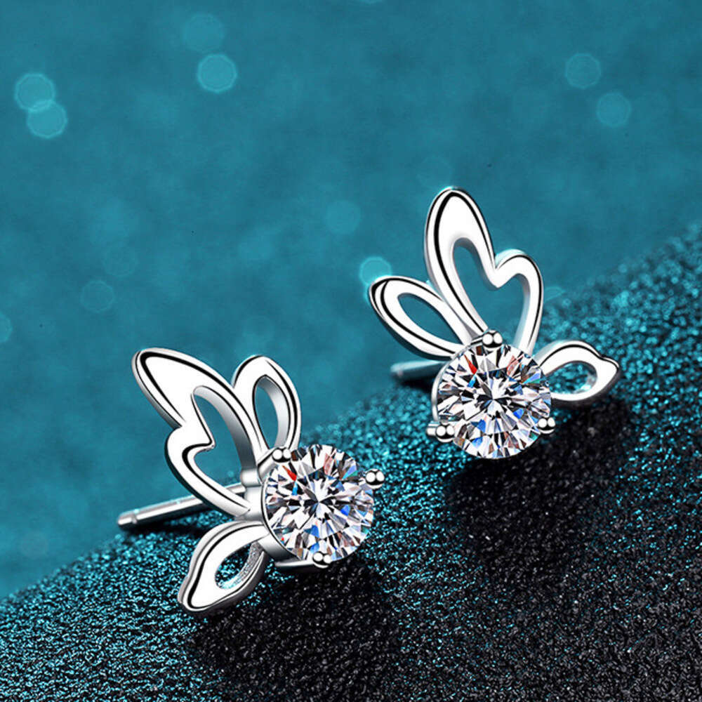 DHCollections-- 2020 New Pure Sier for Women Four-Prong 1 Moissanite Butterfly Versatile Earrings