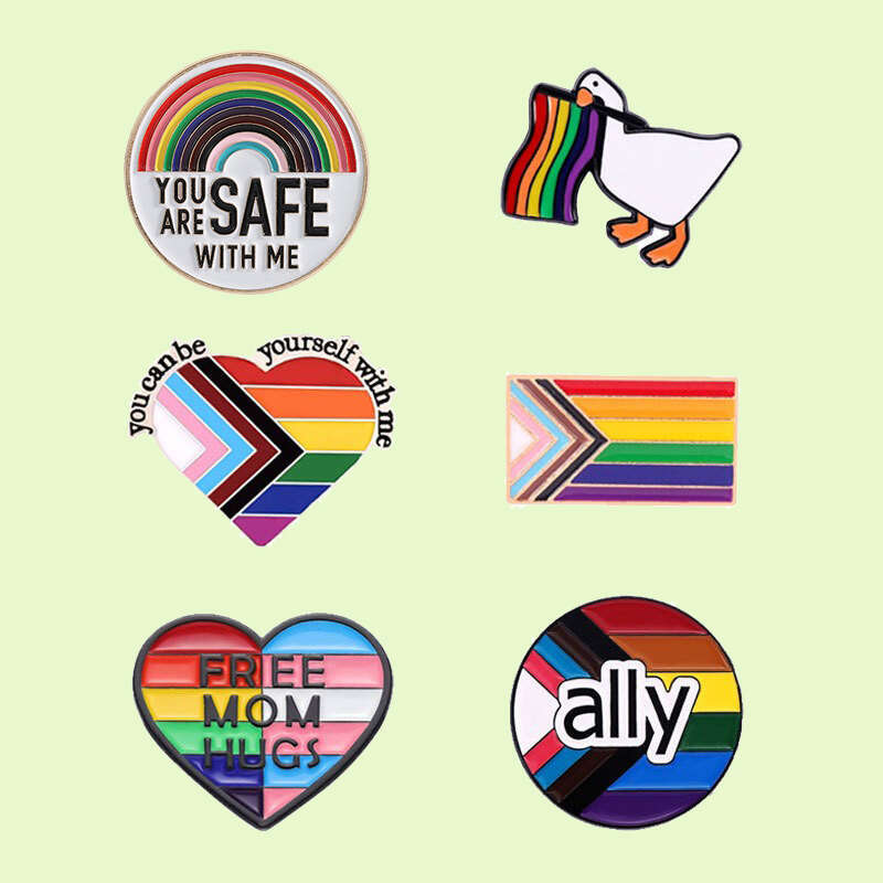 Set of 6 Rainbow Metal Badges Clothing Accessories Lapel Pins Medals