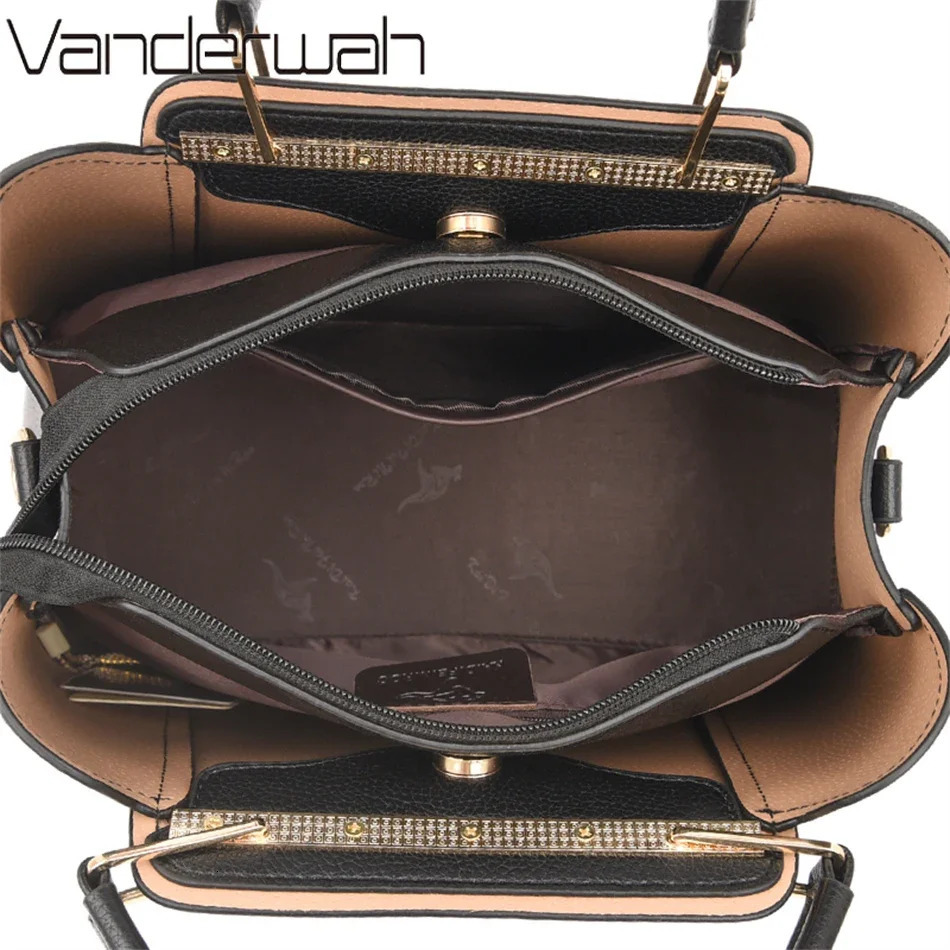 2024 Women er 3 Layers Shoulder Crossbody Sac Ladies Large Capacity Leather Handbags Shopper Messenger 251023
