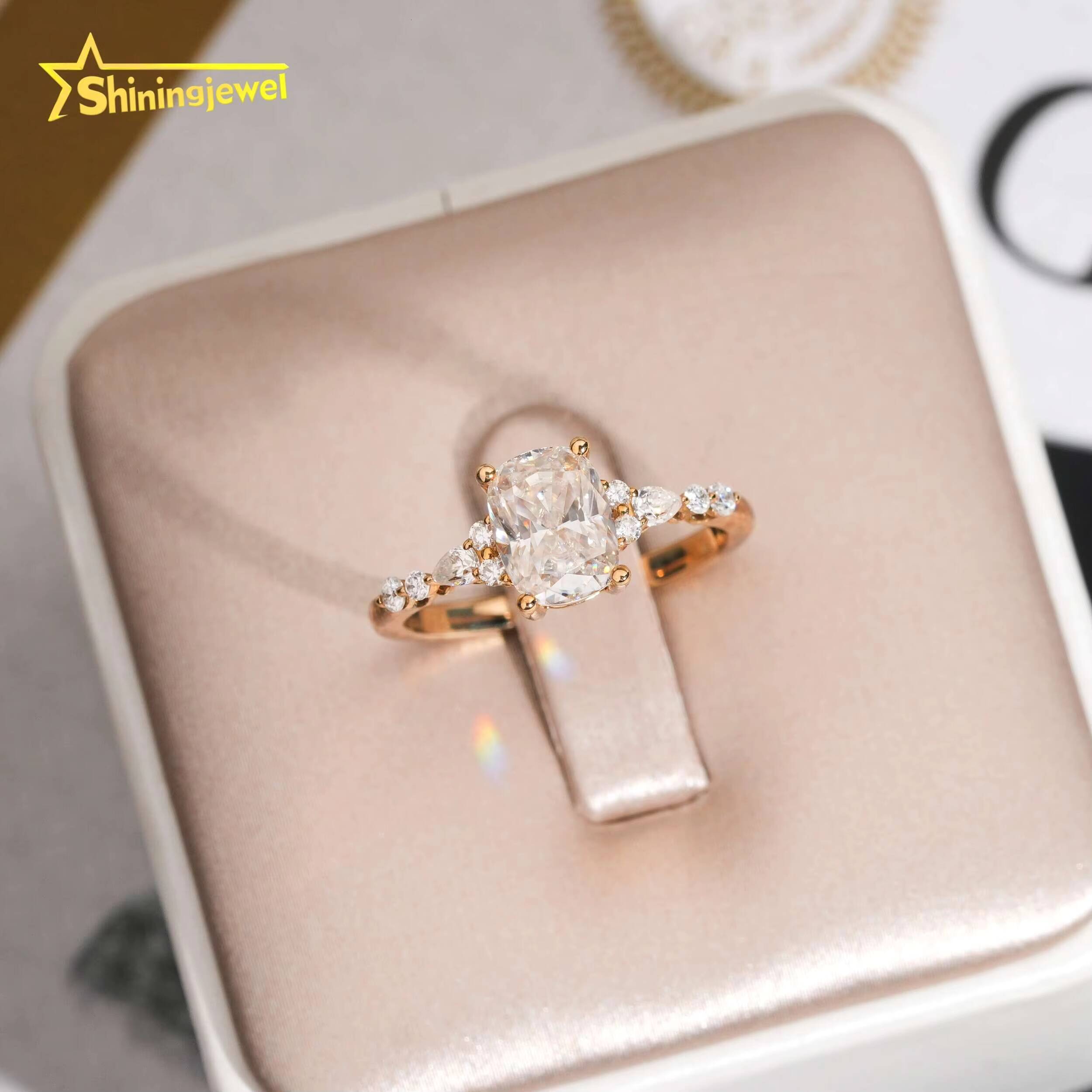 Romantic 10K Solid Gold Ring for Women Marquise Cut Moissanite Diamond Engagement Wedding Rings Fashion Moissanite Women Ring
