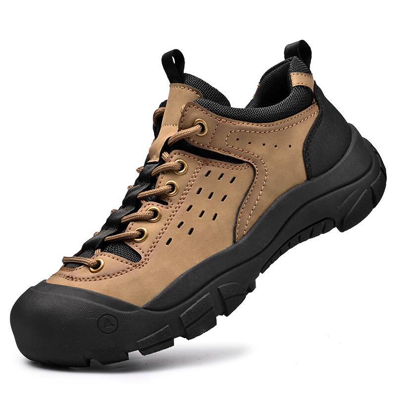 Paul Camel Men's Shoes Genuine Leather Outdoor Hiking Footwear Non-Slip Thick-Soled Shoes for Sports Casual Use & Trail Climbing Trekking