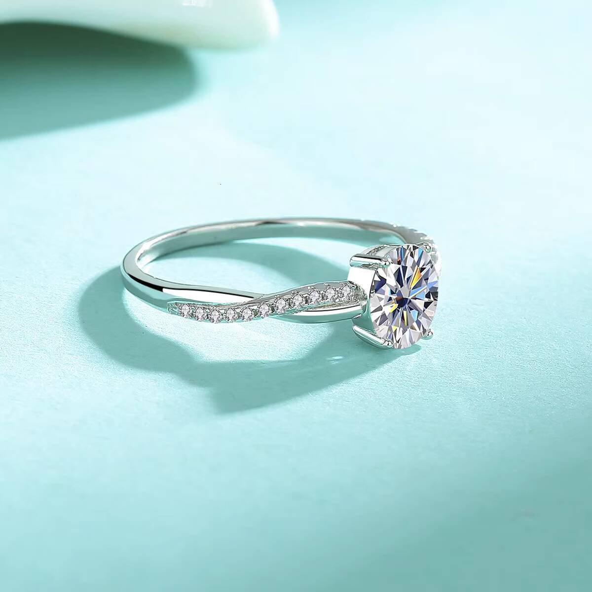 1CT Moissanite 925 Sterling Silver Ring VVS1 Moissanite Diamond Ring White Gold 925 Dilver Moissanite Engagement Ring Women