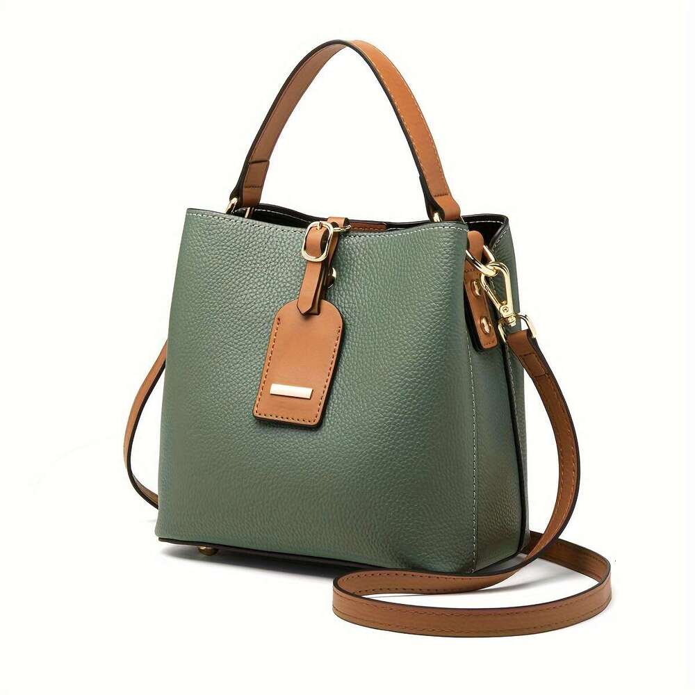 ZOOLER Women's Genuine Leather Capacity Elegant Solid Color Pink/Green/Black Closure Adjustable Strap, Lining, Hardware, Structured Bucket Bag Wi