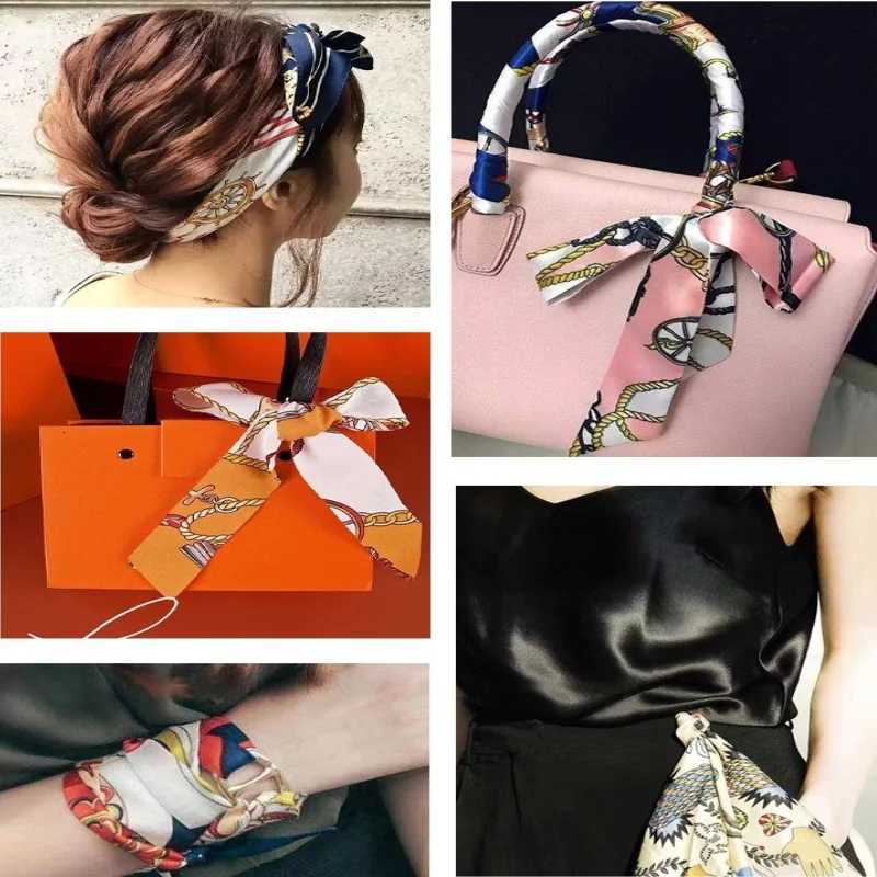 10Pcs Wens Paisley Print MtiUse Scarves Elegant Long Haiands Neck Scarves Bag Strs DIY Craft Hair Scarf Accories Y251024