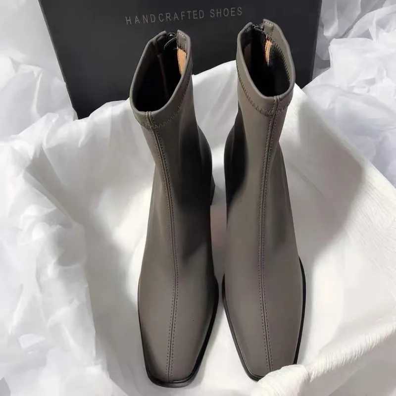 Fashion Autumn Square Toe Women Ankle Boots Slimming Chunky Heels Short Booties Winter Female Thick Heel Boots Women D208 W251024