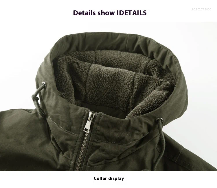 Men's Jackets Mens Thickened Cotton Jacket Winter Warm Velvet Lined Workwear Flight Short Hooded Plus Size Casual Outerwear For Men