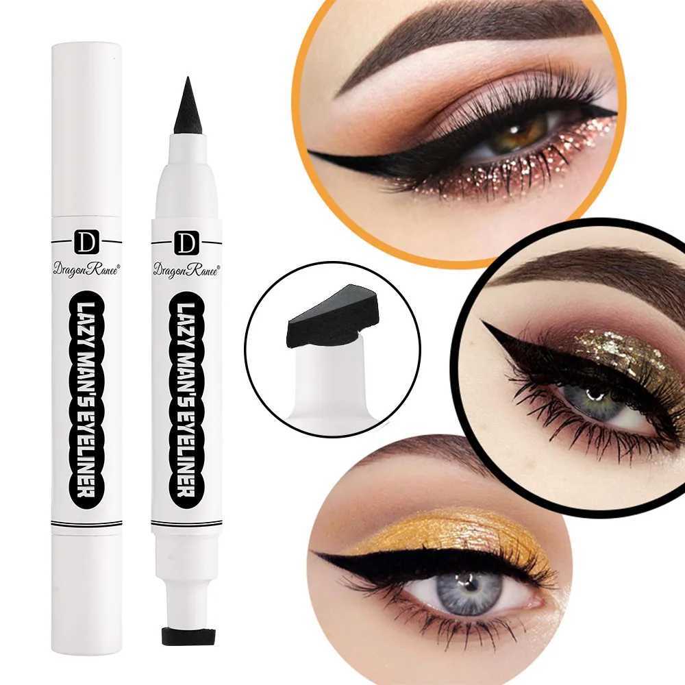 Make Up DoubleEnd Seal Black Eyeliner Eyelid Marker Waterproof LongLasting 2 In 1 Triangle Stamp Eye Liner Makeup CosmeticsL251024
