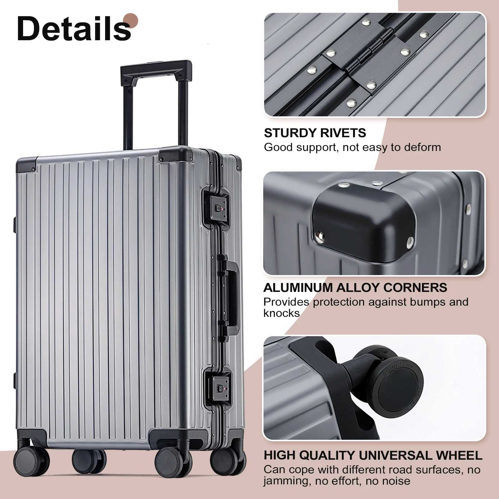 AIWEINY All aluminum magnesium alloy trolley case universal wheel TSA men lightweight luggage boardingW251024