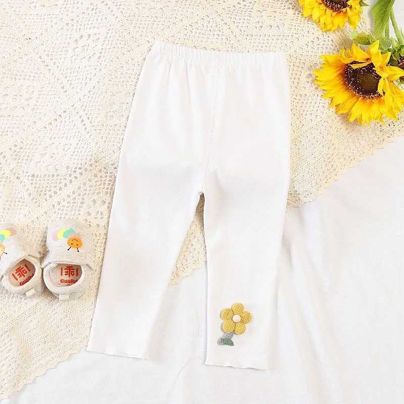 New Spring Autumn Kids Leggings Cute Flower Solid Color Girls Skinny Pants Childrens Outerwear TrousersT251024