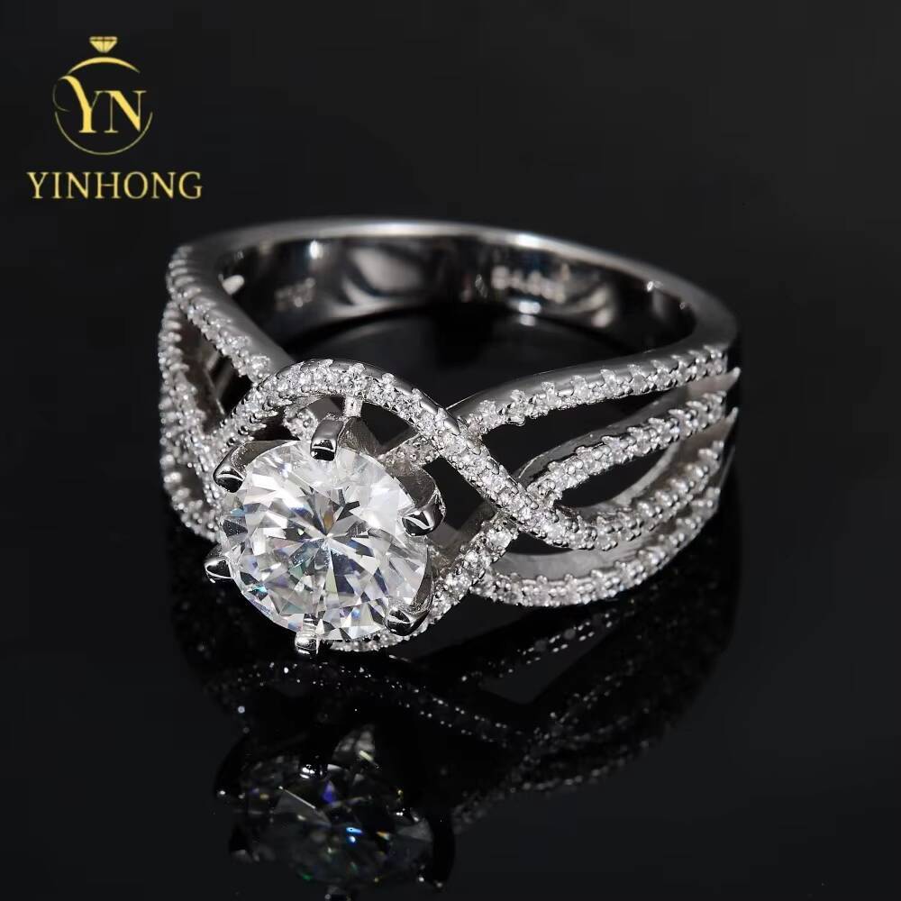 White Moissanite Men and Women Style Luxury Jewelry 925 Sterling Silver Wedding Rings