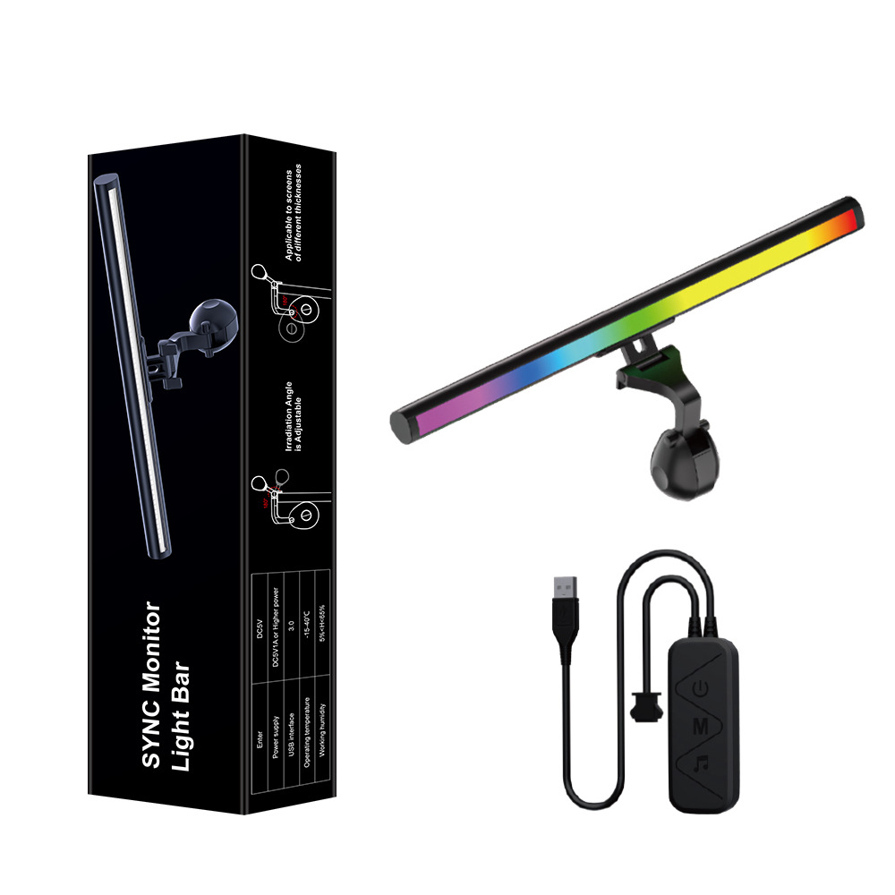 RGBIC Monitor Hanging Light, 40cm Screen-Sync Ambient Lamp with APP/Controller, 5V USB Powered PC+ABS+Aluminum Gaming Light Bar154---DX23014-3