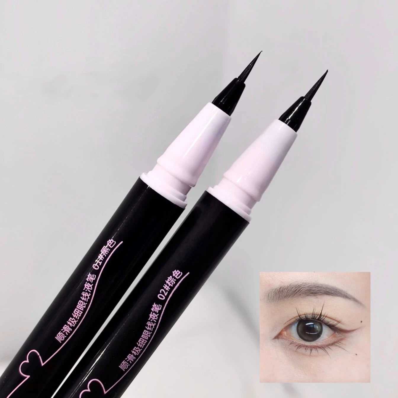 Waterproof Quick Dry Liquid Eyeliner Matte Black Brown Ultrathin Eyeliner Lower Eyelash Pen Lying Silkworm Longlasting MakeupL251024
