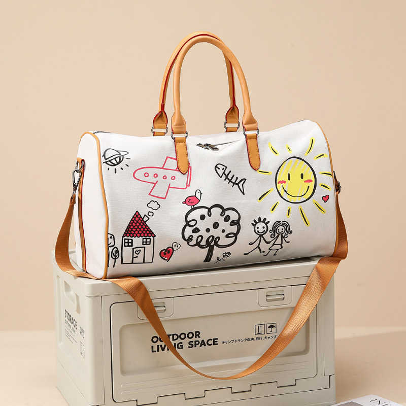 Personalized Travel Bag Trendy Stylish Storage Bag Business Trip Outdoor Travel Bag Casual Large Capacity Handheld Crossbody Graffiti Bag
