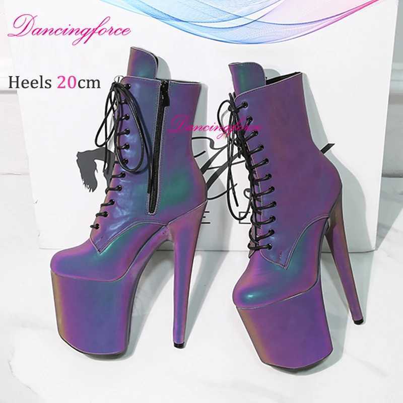 20CM8Inch Luminous PU Exotic Pole Dancing Boots Night light Holographic Reflective Stripper Platform Party High Heels Shoes W251024