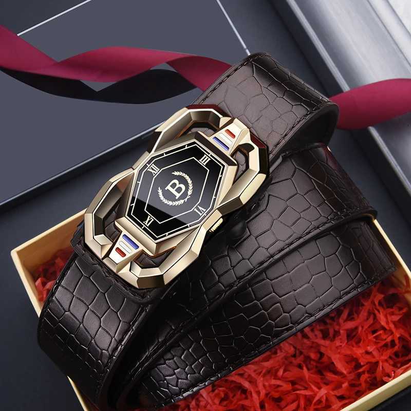 Highend And Atmospheric Mens Automatic Buckle Crocodile Pattern Belt New Mens Casual Wear Belt Fashion Youth Business Belt W251024