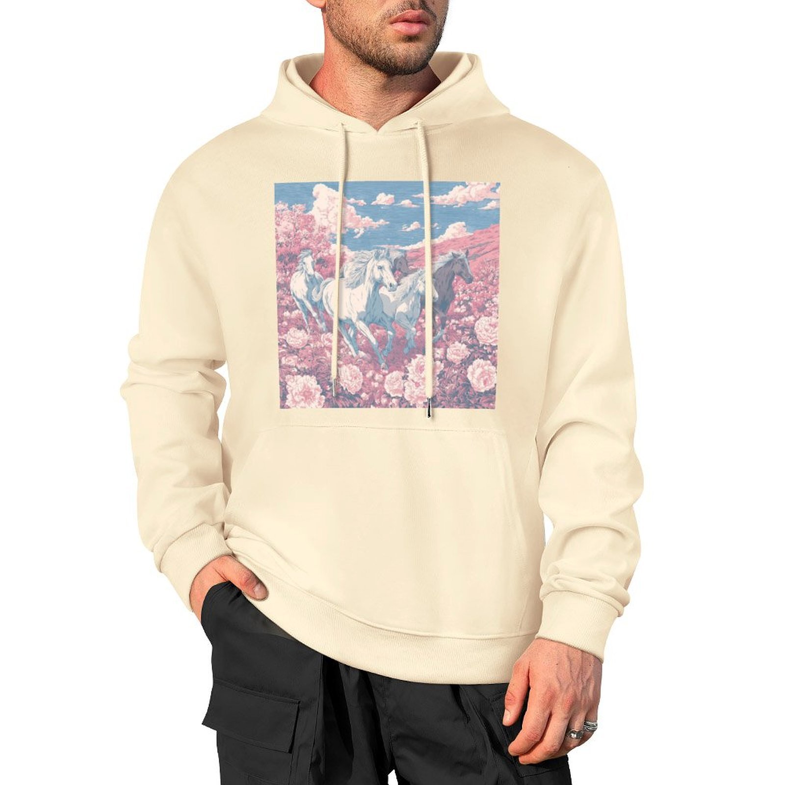 H Designer Fall Winter Hoodie Luxury Horse Print Design Unisex Long Sleeve Streetwear Hip Hop Oversized Fit Hoodie Men's Fashion Apparel H38