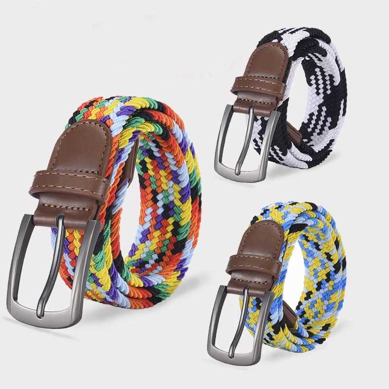 Colored Woven Elastic Belt With Shorts Casual Pants Fashionable Men Women Universal Waist Accessories Wholesale Direct Sales W251024
