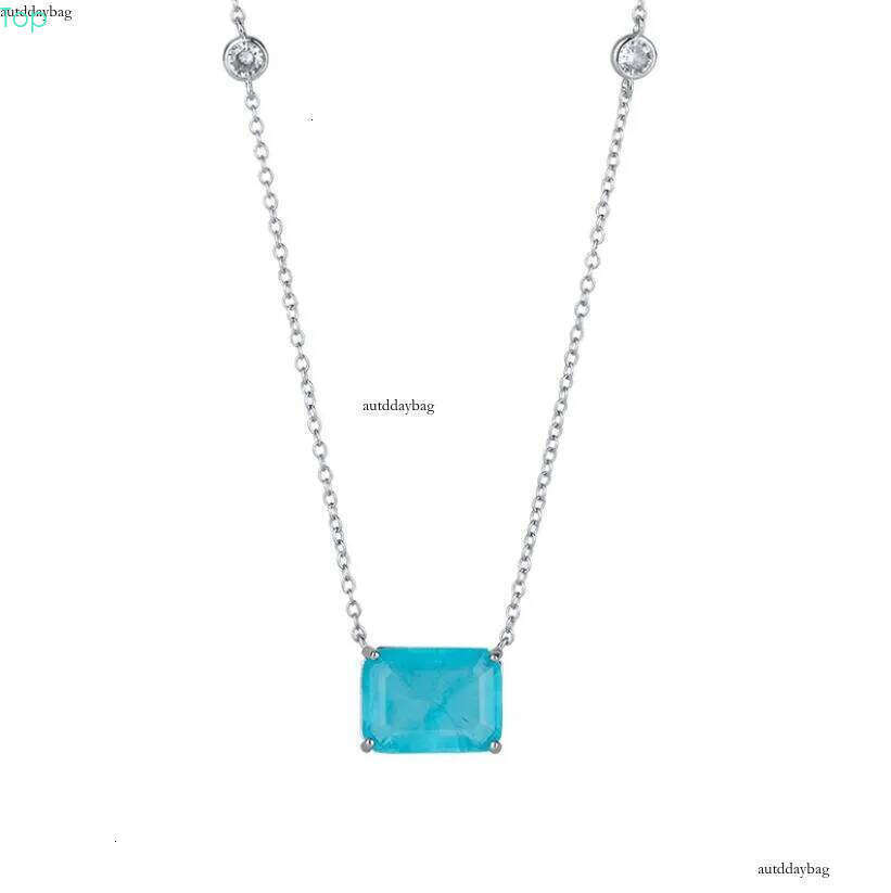 Choucong Ins Top Sell Laddies Jewellery Square Pendant Solitaire Sterling Sier Princess Cut Emerald Party Fashion Women Beach Clavicle Necklace Gift