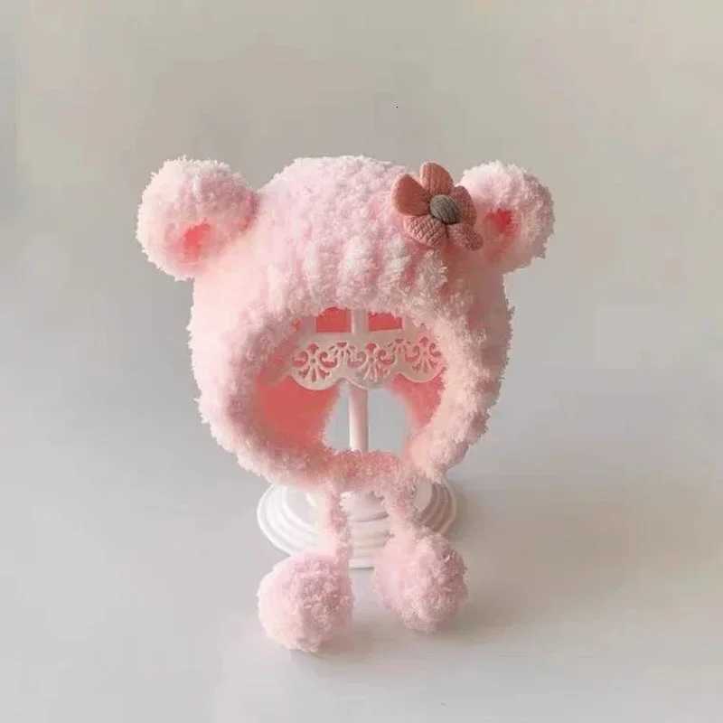 Baby cute hat winter thickened coldproof warm scarf 036 months little princess velvet hat ear protection hatL251024