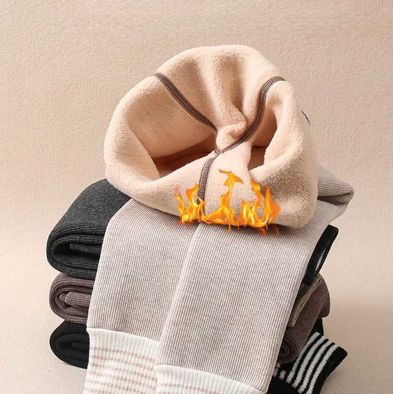 2026 New Warm Skinnny Girl Thick Leggings Autumn Winter Striped Cuffs Teenage Girls Nine Point Pants for 015Y StockingsT251024