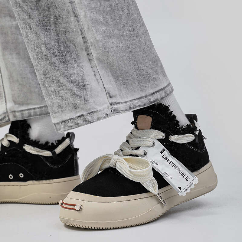 2025 New Tan Jianci Style Canvas Shoes for Women Thick Sole Versatile Ins Student Internet Celebrity Open Smile Sneakers