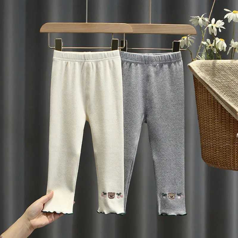 Girls Pencil Pants Spring Kids Leggings Children Printed Bears Skinny Pants Girl Cotton Trousers School Casual WearT251024