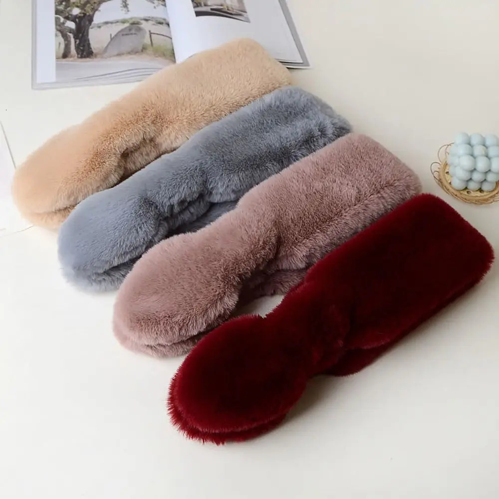 Cute Solid Color Cross Scarf Faux Rabbit Fur Thicken Neck Scarf Neckerchief Wrap Women 251020