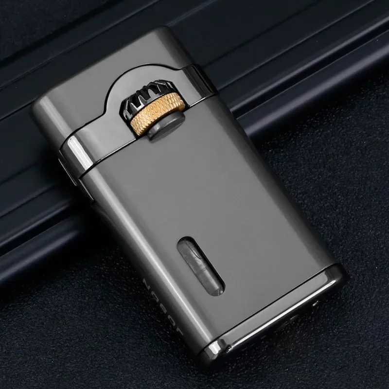 2025 JOBON Mechanical Metal Butane Gas Lighter Outdoor Windproof Gear Linkage Ignition Blue Flame Torch Portable Cigar Lighter1 D251024