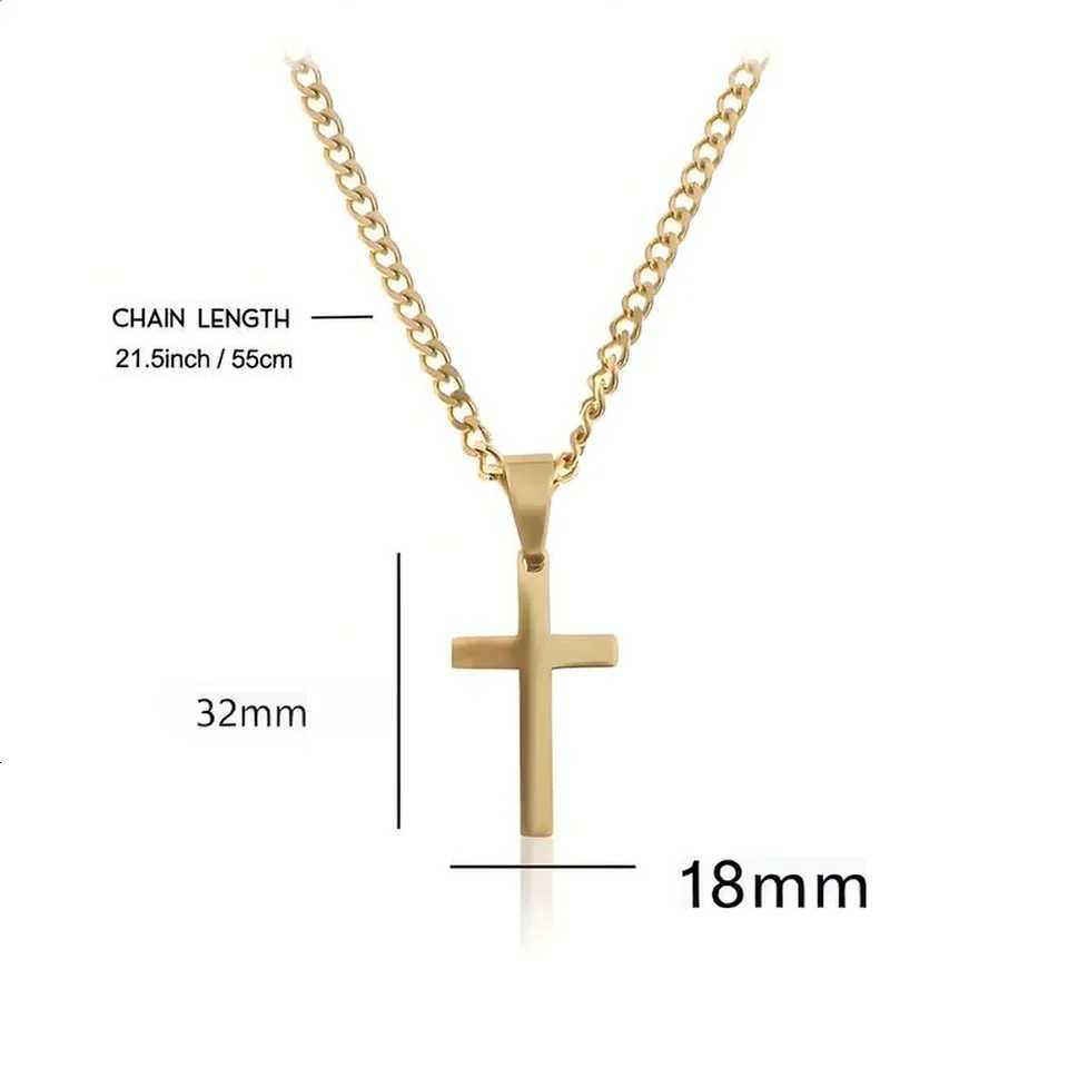 Tren Unisex Cross Pendant Necklace Gold Plated Cuban Chain Stainl Steel Niche Design Jewelry for Streetwear MemorableXJ251024