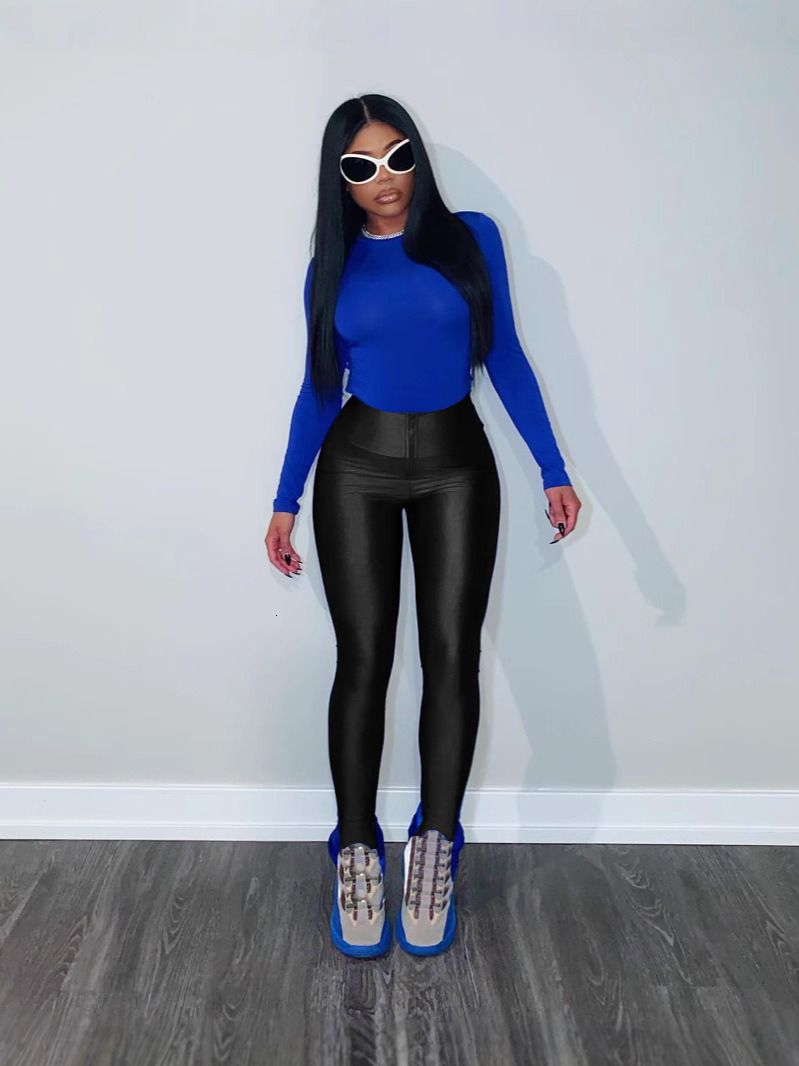 Women's 25 Summer Solid Color Elastic Zipper Casual Sports Pants