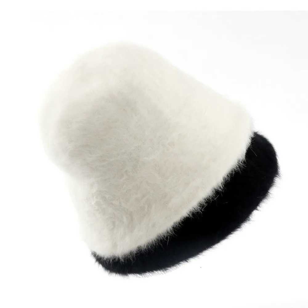 Soft Knitted Plush Bucket Cap Warm Solid Color Winter Fisherman Hat Furry Windproof Anticold Bucket Hat AutumnL251024