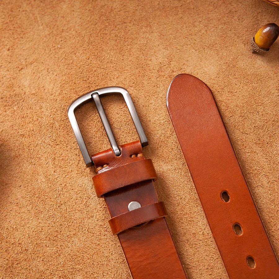 Top Cow genuine leather belts for men high quality fashion style vintage brown cowboy male belt 251013
