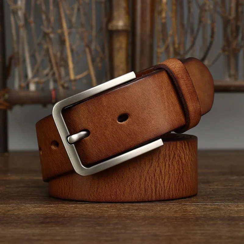 38CM Genuine Leather For Mens High Quality Buckle Jeans Cowskin Casual Belts Business Cowboy Waistband Male Fashion 251013
