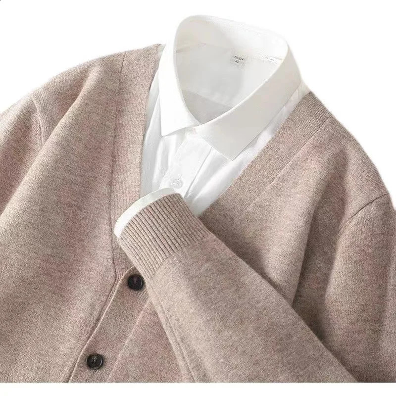 AutumnWinter Mens Business and Leisure Vneck Thin Knitted Cardigan Sweater Warm and Fashionable High Quality Knitted 251020