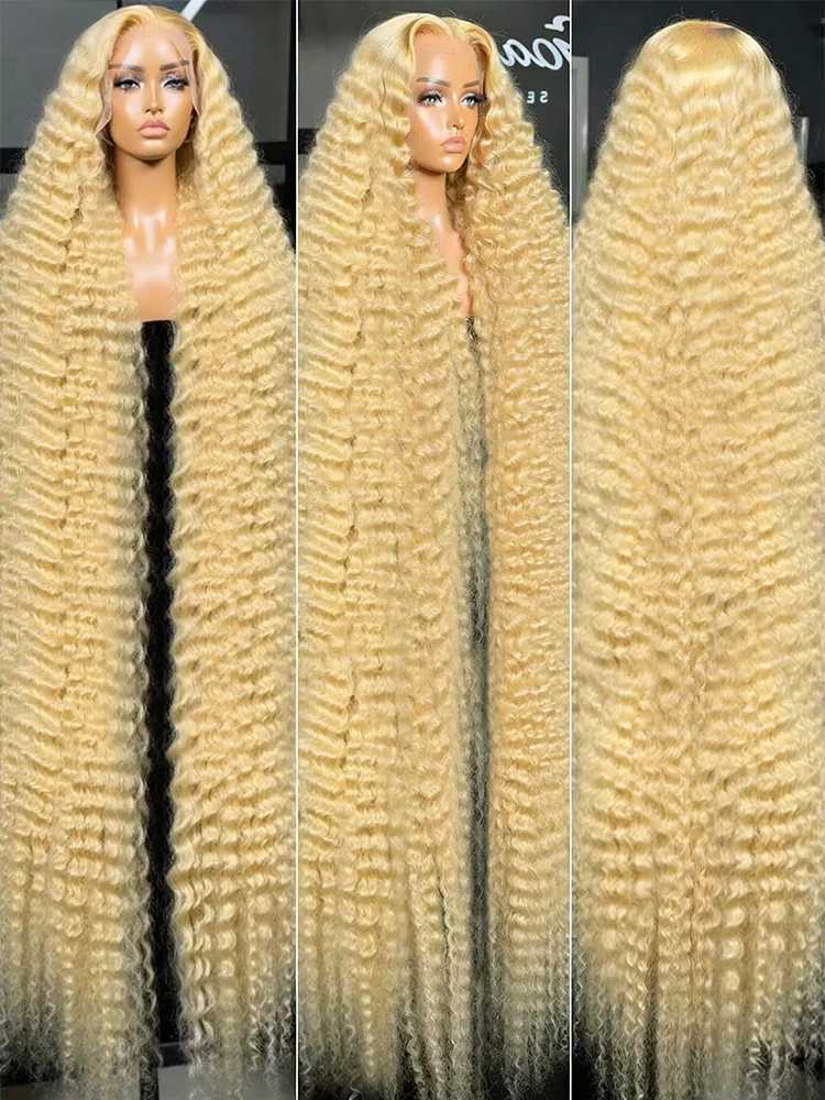 613 Loose Deep Wave 13x6 HD Lace Frontal Wigs Curly Human Hair 40 42 Inch Blonde Water Wave Lace Front Wigs For Women 250 W251023