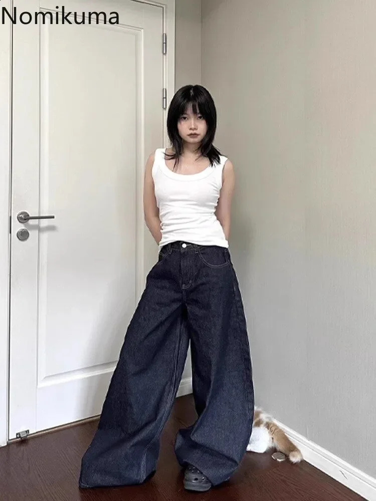 Jeans Women Streetwear Chic Y2k Wide Leg Pants 2025 Bottms High Waist Straight Denim Trousers Casual Korean Pantalon Femme 251023