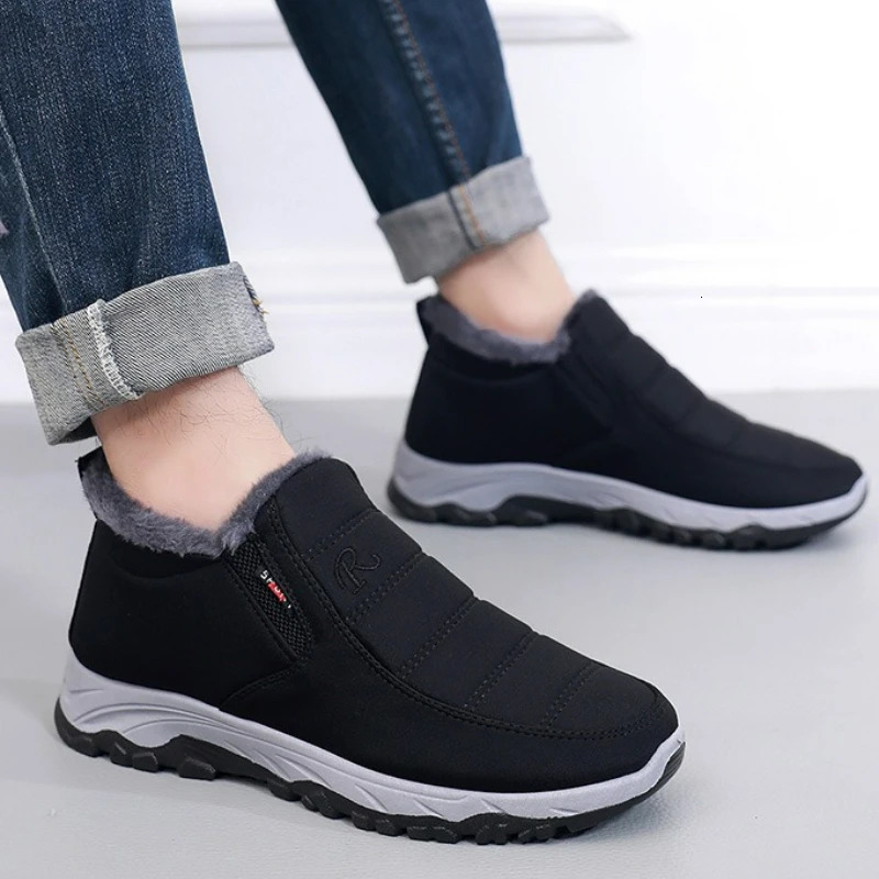 Mens Boots Warm Snow Boots Winter Fashion Plush Casual Cotton Shoes Round Toe Couples Ankle Boots Slip on Platform Short Boot251020