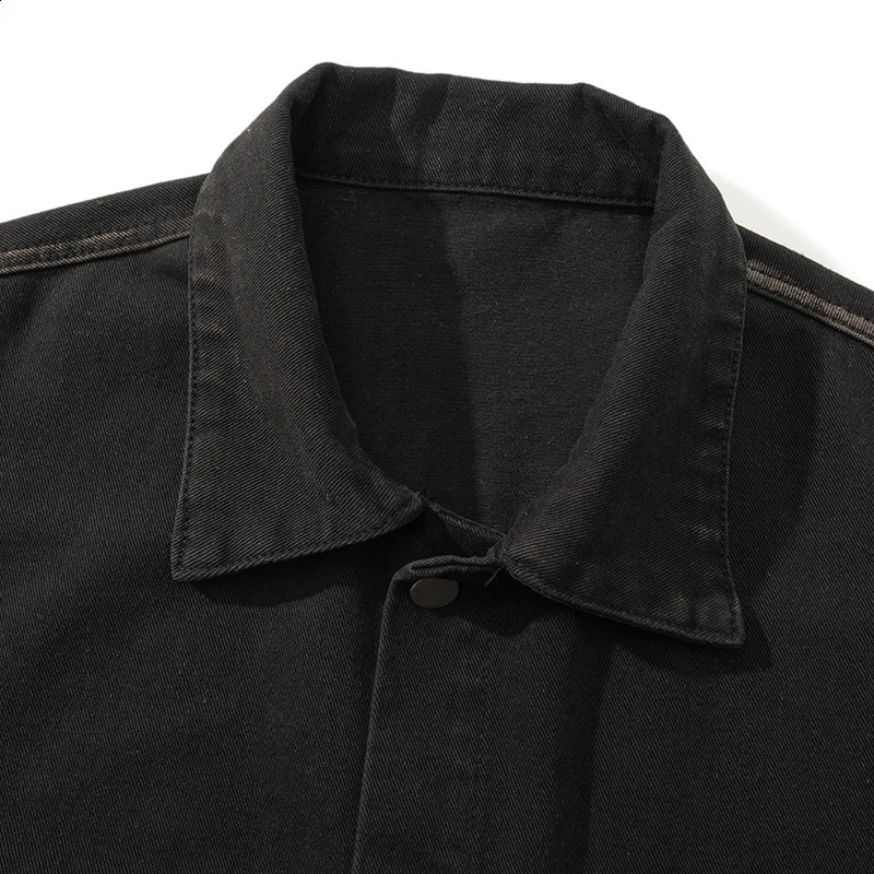 Mens Autumn Single Breasted Long Sleeve Denim Jacket with Lapel Casual Workwear Coat Vintage Streetwear Fashion MXXXL 251017