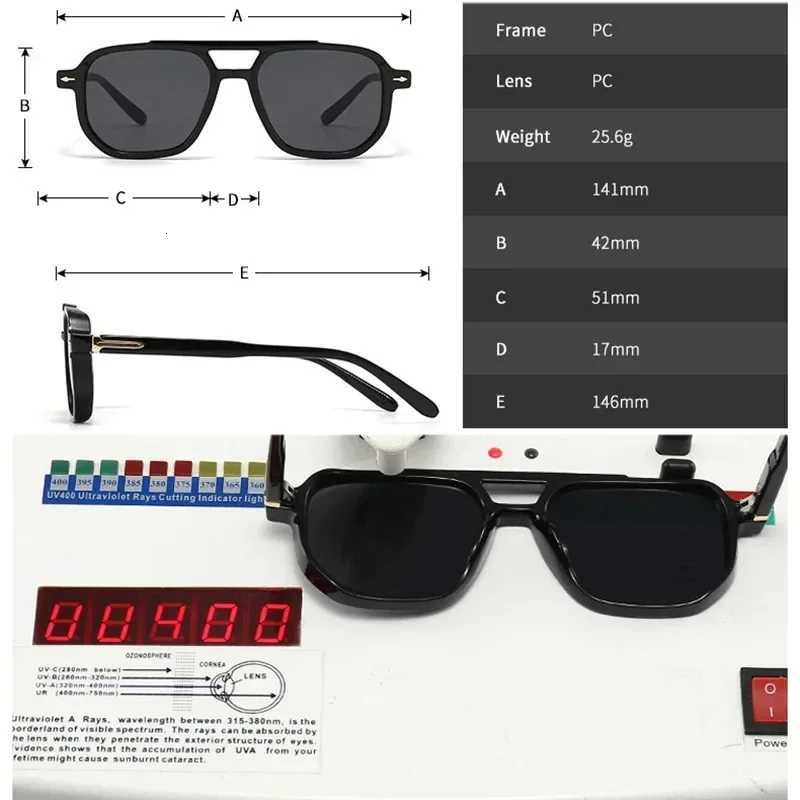 Vintage Double Bridges Men Square Sunglasses Fashion Clear Ocean Lens Eyewear Women Trending Rivets Sun Glasses UV400T251024