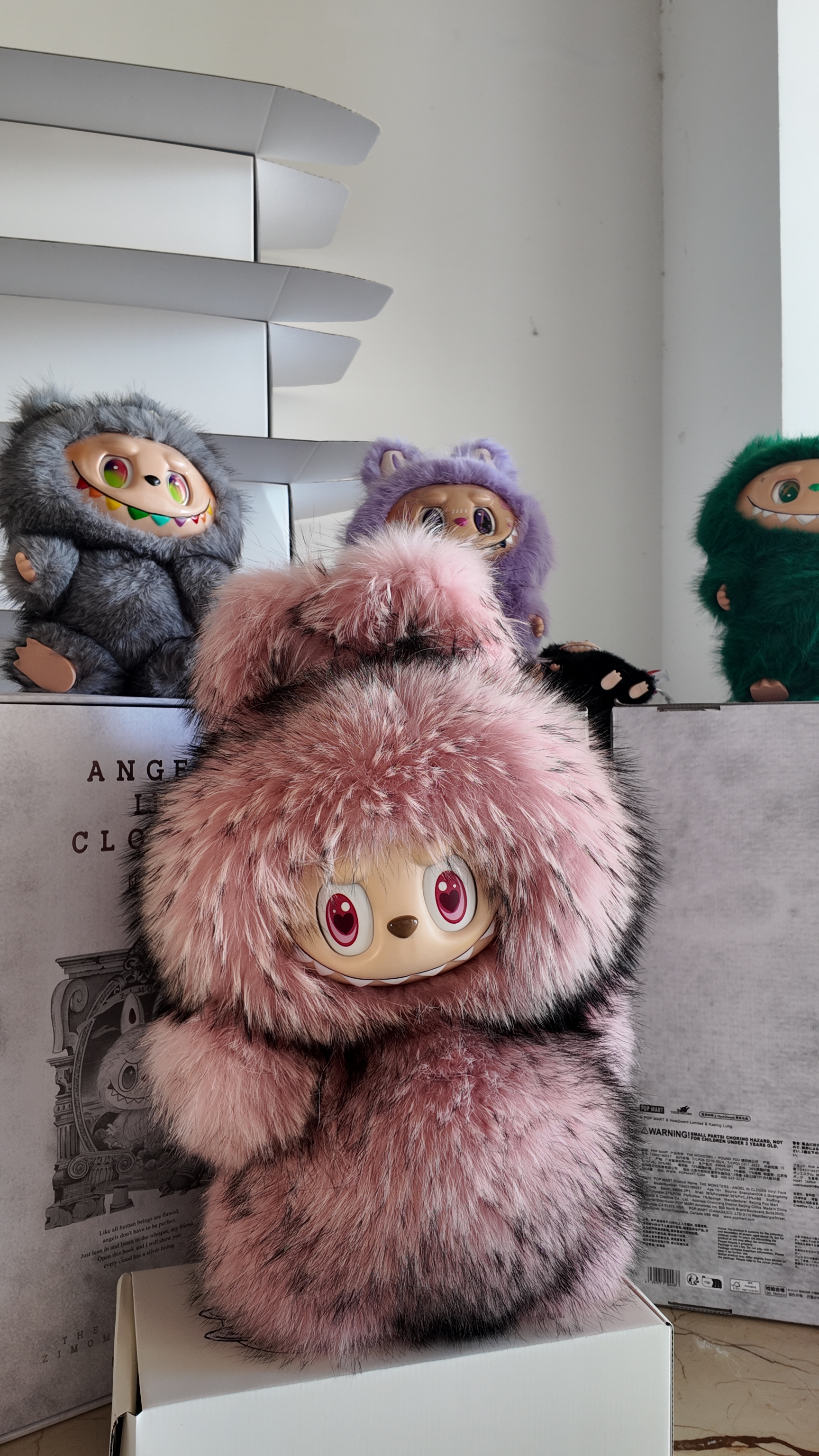 Presale 38Cm 58cm Labubu angel BigZimomo The Monster Leader White Limited Archangel Creative Change Doll Figure Vinyl Doll