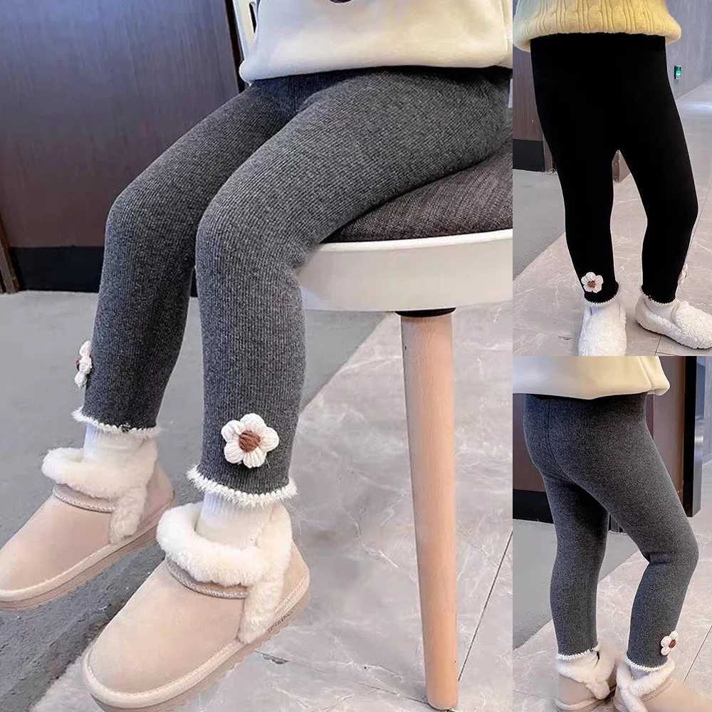 Baby Girls Thermal Leggings Spring Autumn Winter Kids Lace Flower Cute Simplicity Tight Warm Trousers Children Skinny PantsT251024