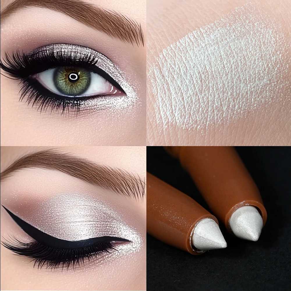 1pc Shimmering Eyeshadow Highlight Stick Glitter White Eyeshadow Pencil for Bright Eyes Dazzling Effect Makeup HighlighterL251024