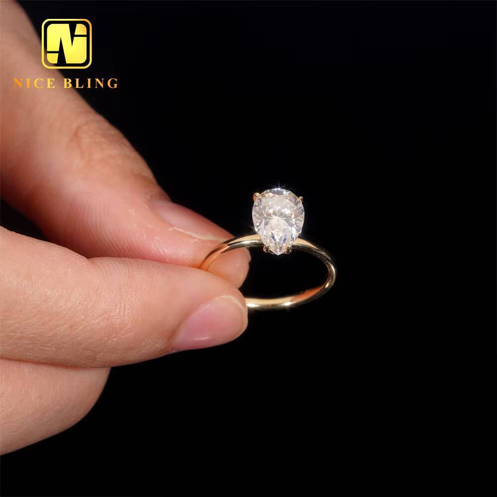 Pass Diamond Tester 14K Solid Gold Moissanite Solitaire Diamond Wedding Ring Custom Women Diamond Wedding Rings