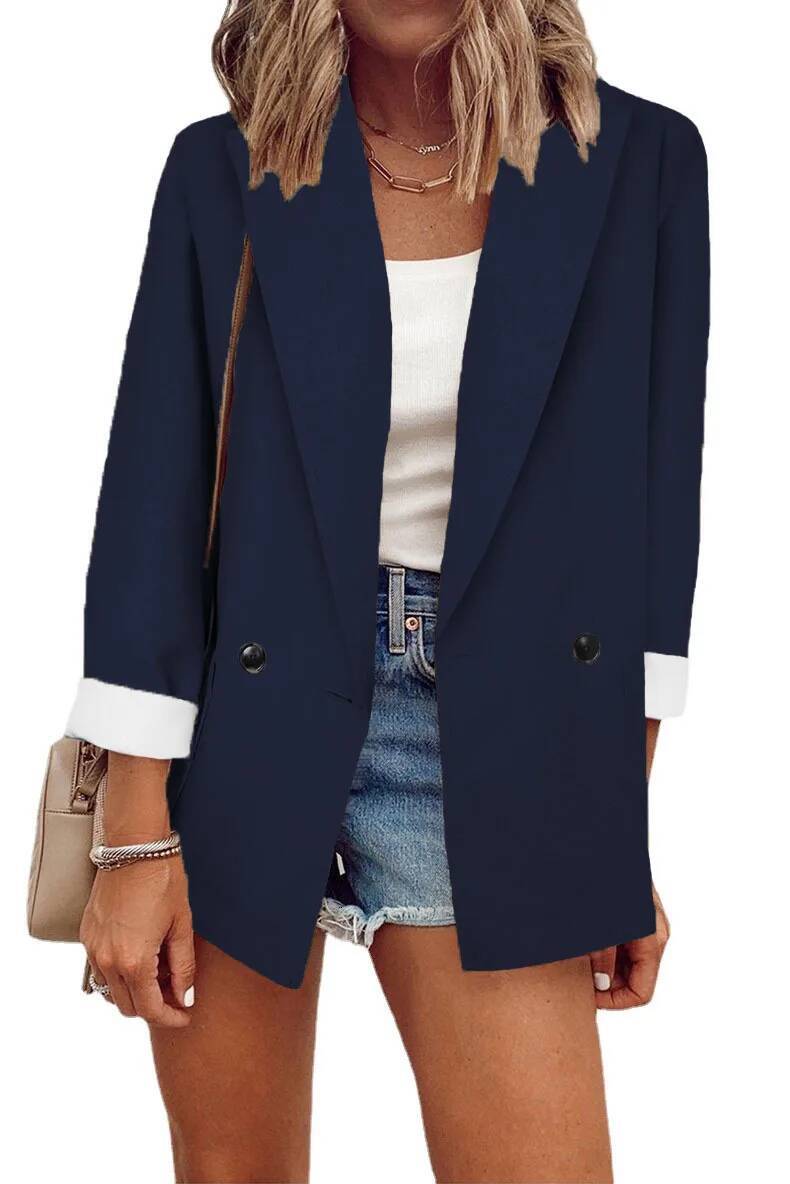 2025 Temperament, Fashion, Autumn and Winter New Women's Coat Solid Color Suit Collar Long Sleeve Loose Fit dongdumaoyi