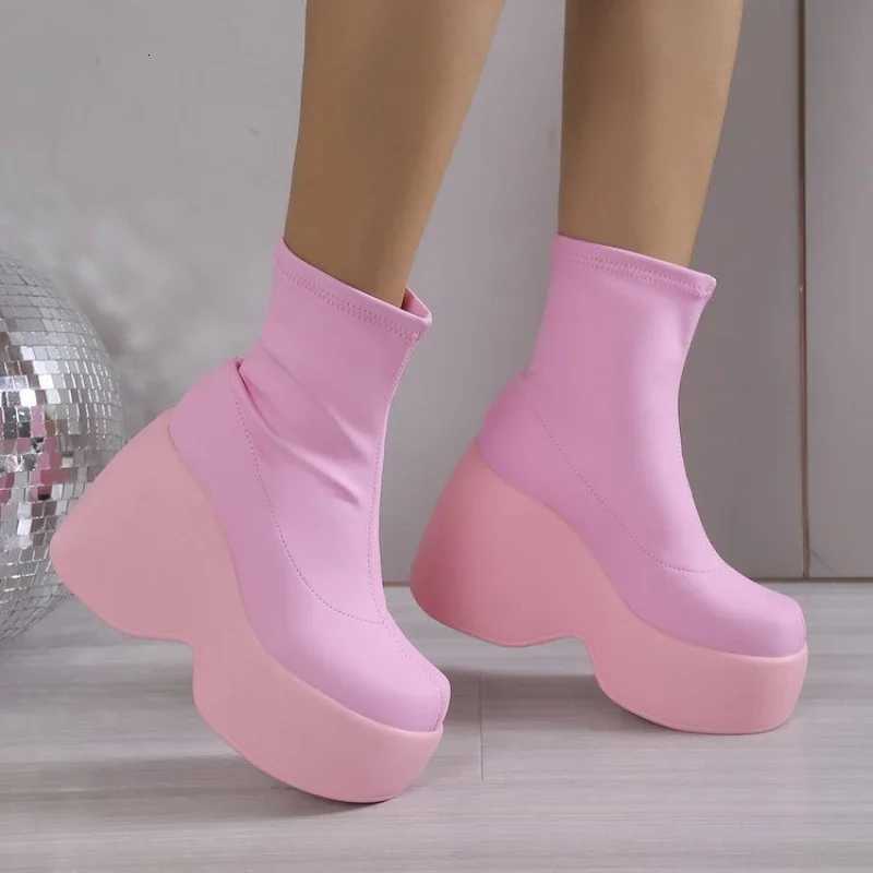 Brand Women Boots Gothic Style Platform Women Ankle Boots High Quality Walking Comfy Woman Shoes New Sexy High Heels Big Size 43 W251024