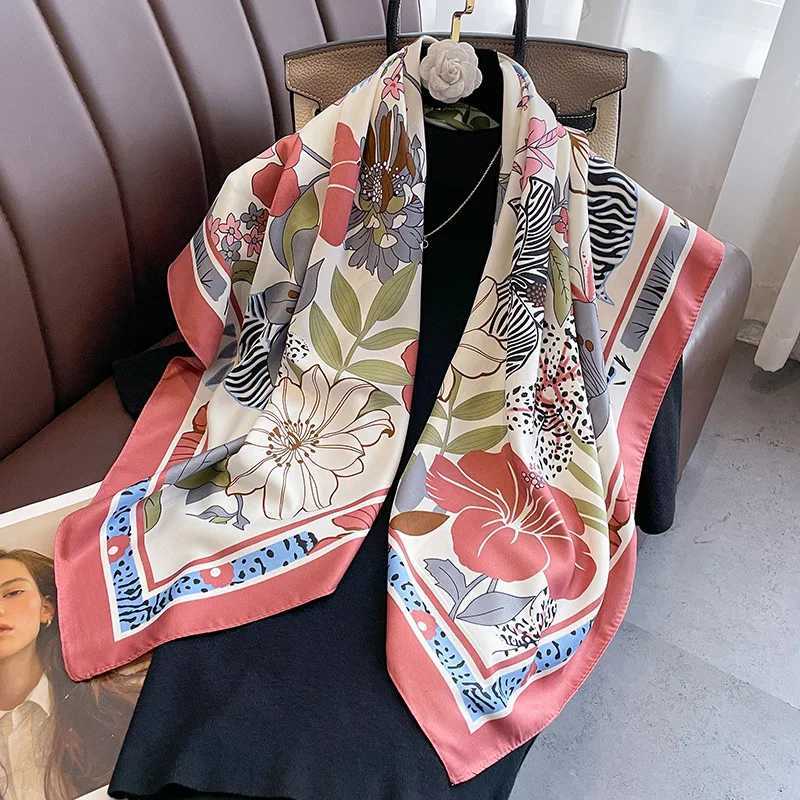New Fashion Print Twill Silk Scarf Wen Hijab Muslim band 90cm Square Bandana Foarf Summer Shl Beach Stoles Echarpe Y251024