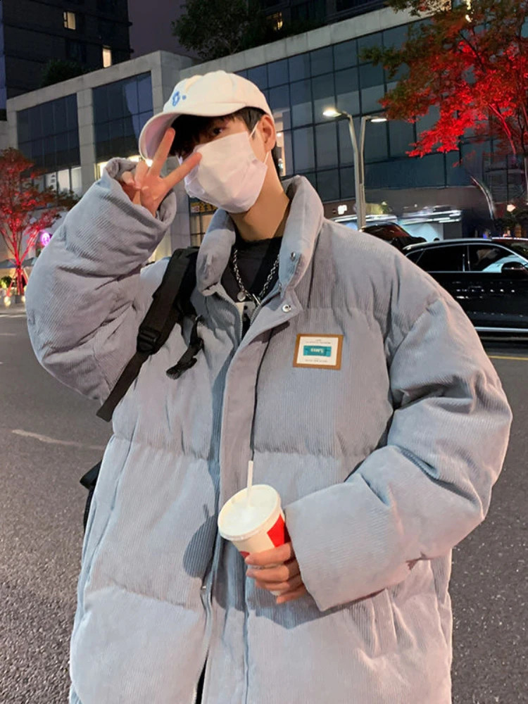 Juspinice Mens Winter Down Cotton Parka Corduroy Thicken Warm Jackets Casual Loose Coat Unisex Streetwear Japanese Outwear Men 251020