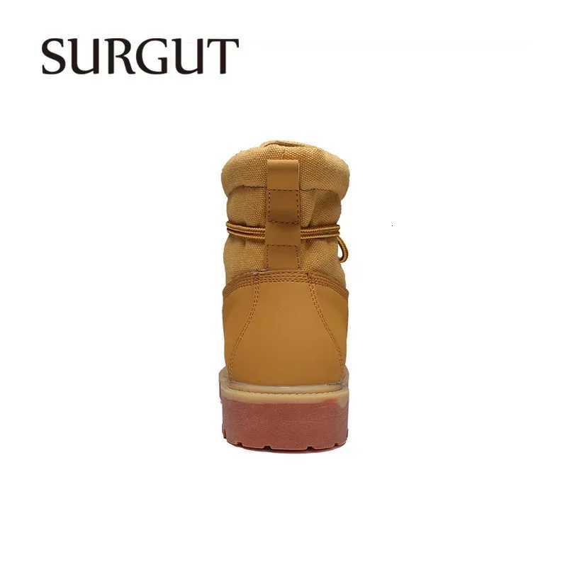 SURGUT Leather Men Boots Comfortable Autumn Winter Plush Keep Warm Shoes Fashion Trends Style Working Boots W251024